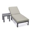 Leisuremod Chelsea Modern Outdoor Chaise Lounge Chair With Side Table & Beige Cushions CLTBL-77BG